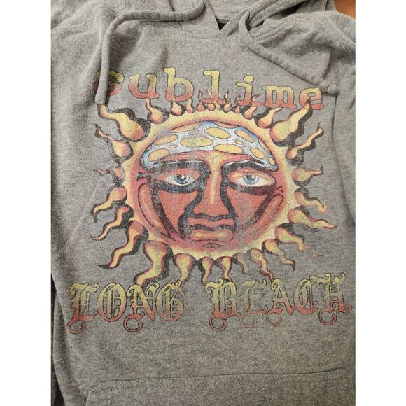 Sublime Distressed Graphic Grey Hoodie Sweatshirt size 4 - Picture 2 of 7